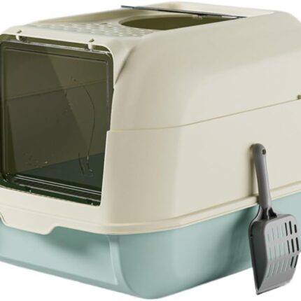 Fully enclosed litter box with a lid