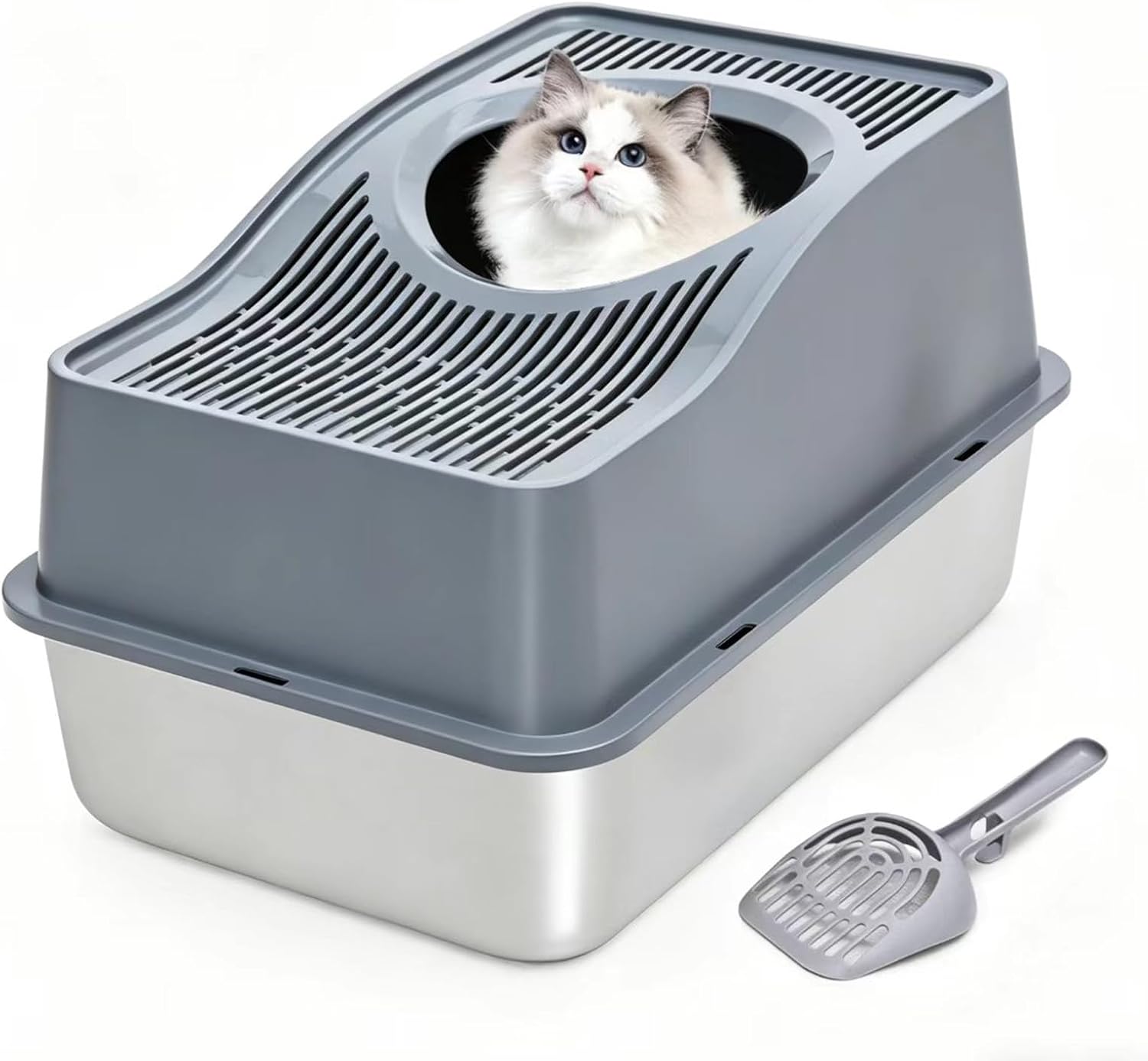 619knQrMn5L._AC_SL1500_.jpg Top-entry litter box with lid - Image 1