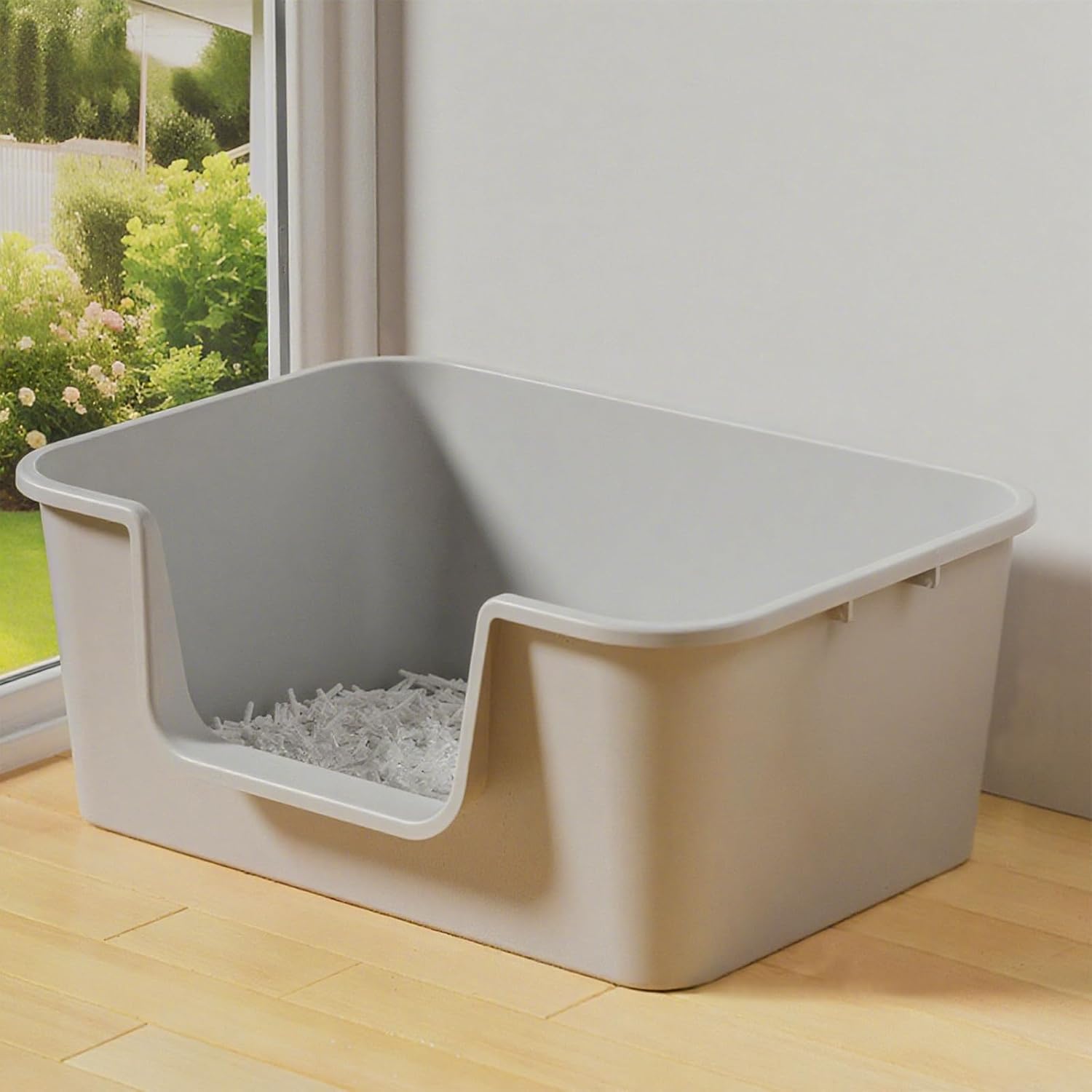 61BWRhOk3mL._AC_SL1500_.jpg High-sided litter box for indoor cats - Image 1