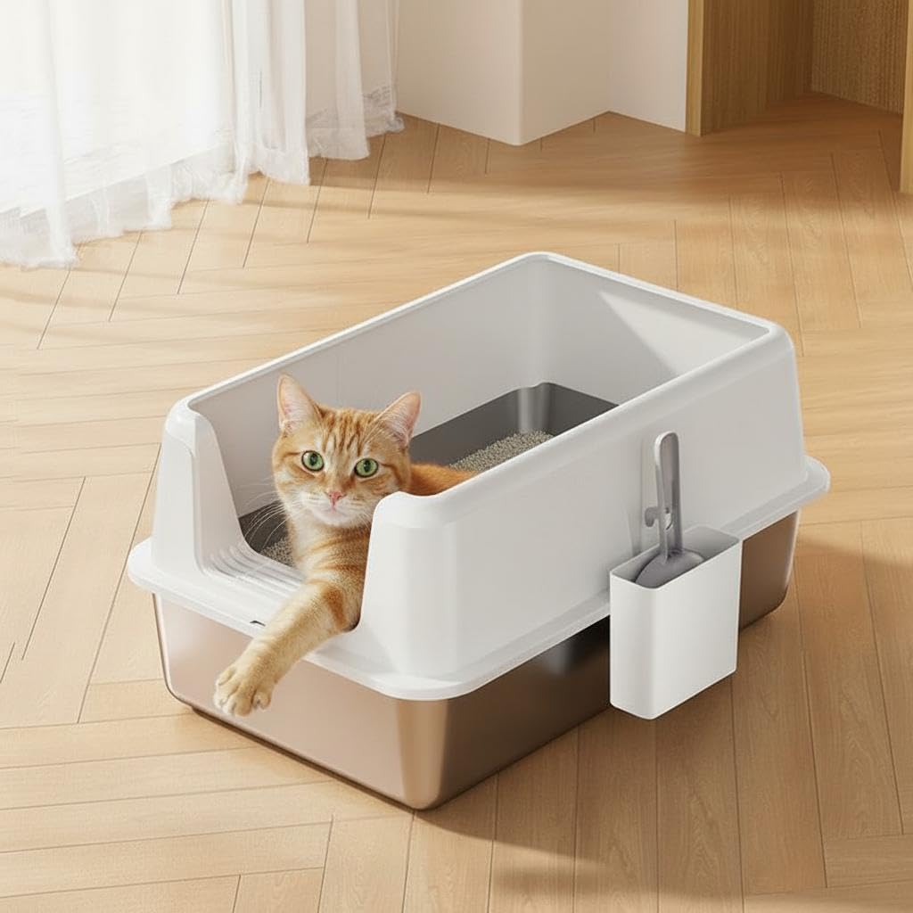 61LmWb2UhL._AC_SL1024_.jpg Enclosed metal litter box with side entry - Image 1
