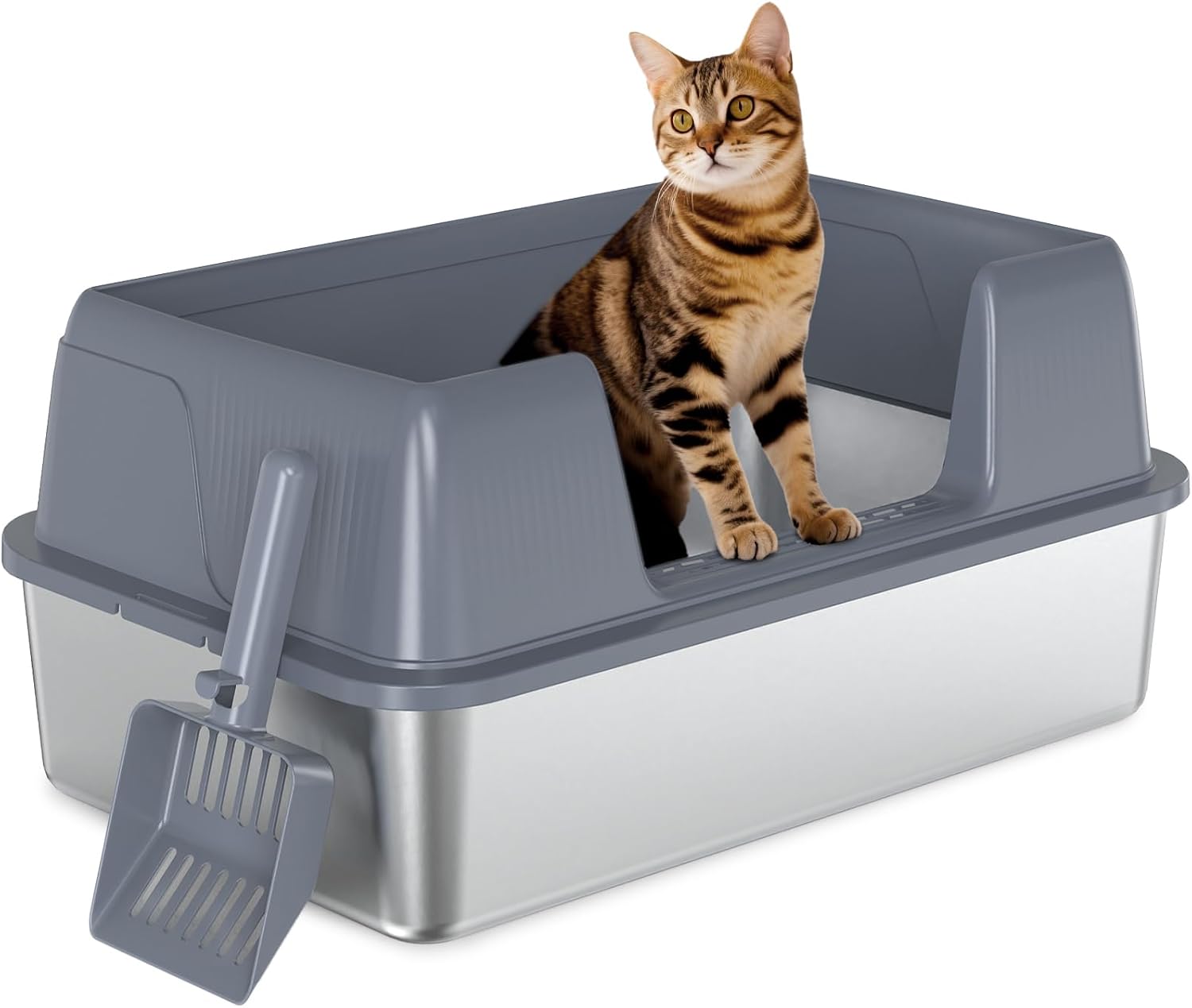 61Pf5iSrCAL._AC_SL1500_.jpg Semi-enclosed side-entry metal litter box - Image 1