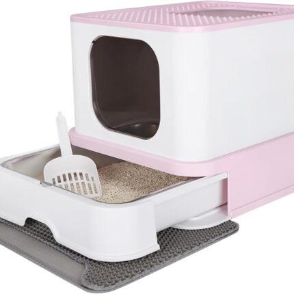 Stainless steel litter box with lid