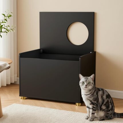 Litter box with a flip-top lid