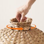 Woven-style litter box with decorative plant - Image 3