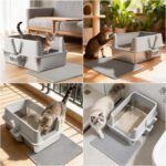 High-sided stainless steel litter box