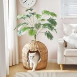 Woven-style litter box with decorative plant - Image 2